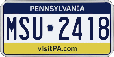 PA license plate MSU2418