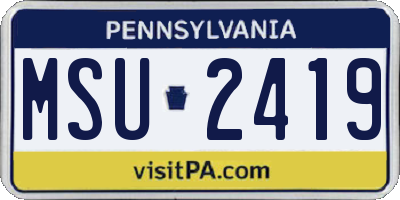 PA license plate MSU2419