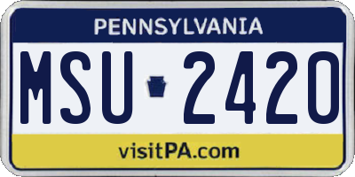 PA license plate MSU2420