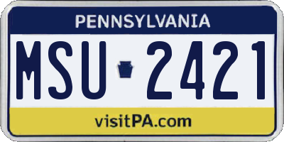 PA license plate MSU2421