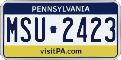PA license plate MSU2423