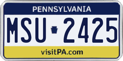 PA license plate MSU2425