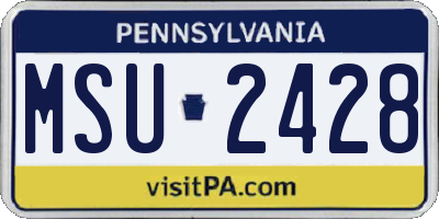 PA license plate MSU2428