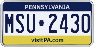 PA license plate MSU2430