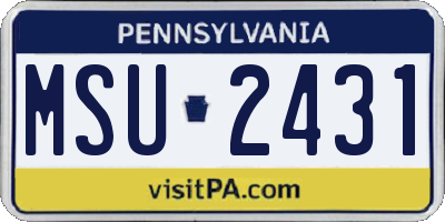 PA license plate MSU2431