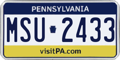 PA license plate MSU2433