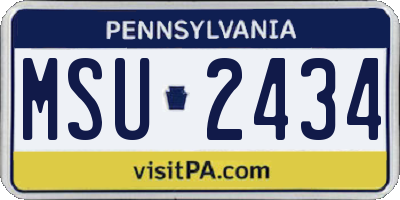 PA license plate MSU2434