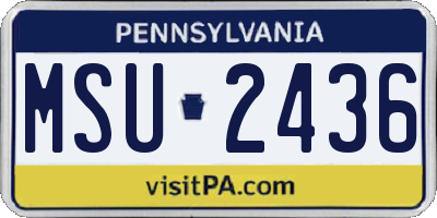 PA license plate MSU2436