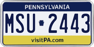 PA license plate MSU2443