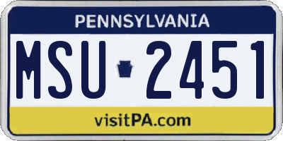 PA license plate MSU2451