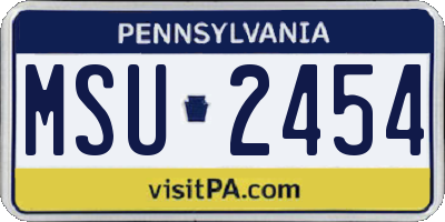 PA license plate MSU2454