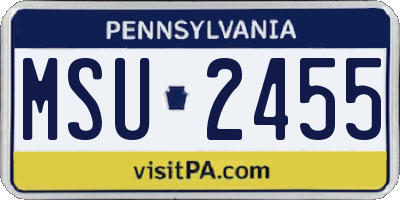 PA license plate MSU2455