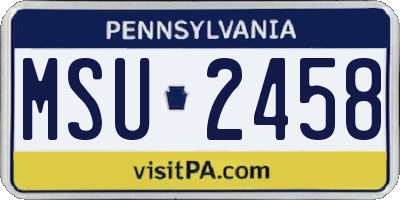PA license plate MSU2458
