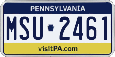 PA license plate MSU2461