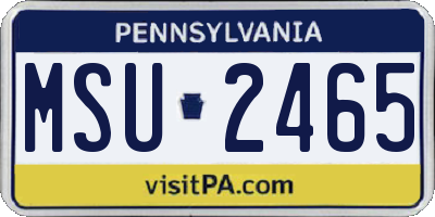 PA license plate MSU2465