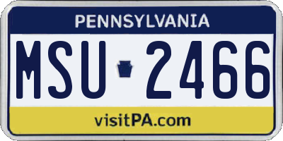 PA license plate MSU2466