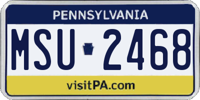PA license plate MSU2468