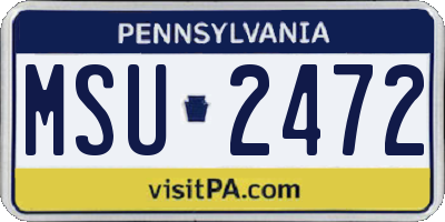 PA license plate MSU2472