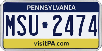 PA license plate MSU2474
