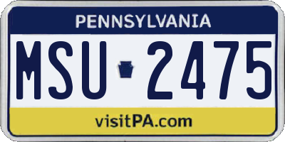 PA license plate MSU2475