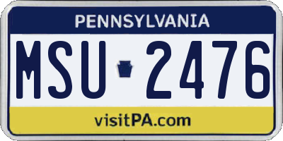 PA license plate MSU2476