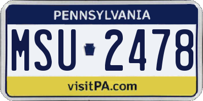 PA license plate MSU2478