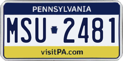 PA license plate MSU2481