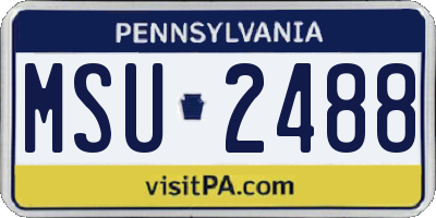 PA license plate MSU2488