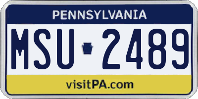 PA license plate MSU2489