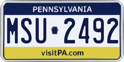 PA license plate MSU2492