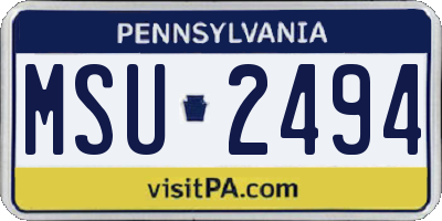 PA license plate MSU2494