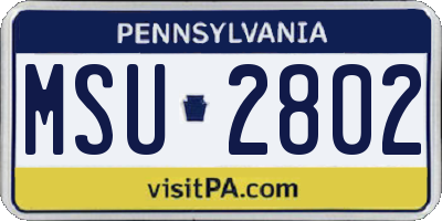 PA license plate MSU2802