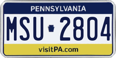 PA license plate MSU2804