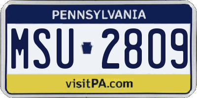 PA license plate MSU2809
