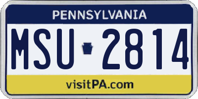 PA license plate MSU2814