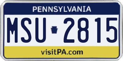 PA license plate MSU2815