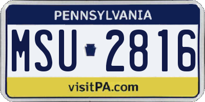 PA license plate MSU2816