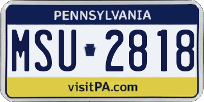 PA license plate MSU2818
