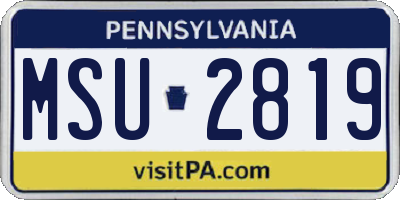 PA license plate MSU2819