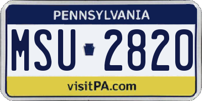 PA license plate MSU2820
