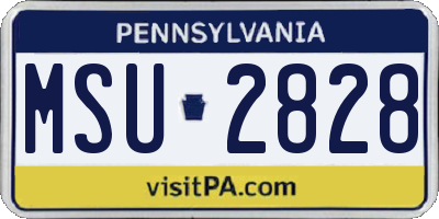 PA license plate MSU2828