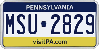 PA license plate MSU2829