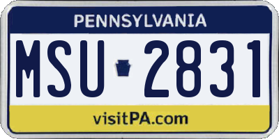 PA license plate MSU2831