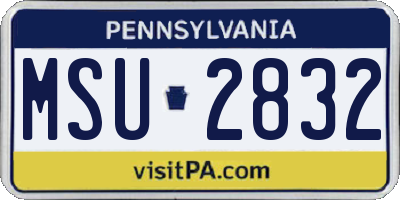 PA license plate MSU2832