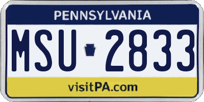 PA license plate MSU2833