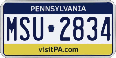 PA license plate MSU2834