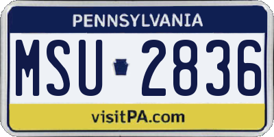 PA license plate MSU2836