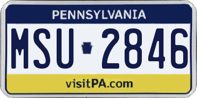PA license plate MSU2846