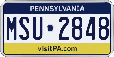 PA license plate MSU2848