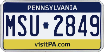 PA license plate MSU2849
